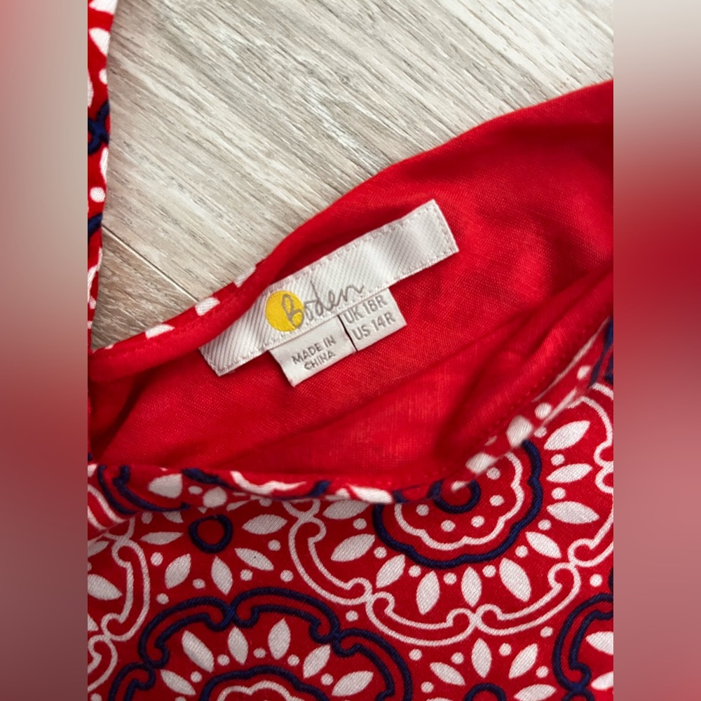 Boden Women’s Sienna Maxi Dress Red Tile Print Sleeveless - Size 14 - Picture 4 of 7
